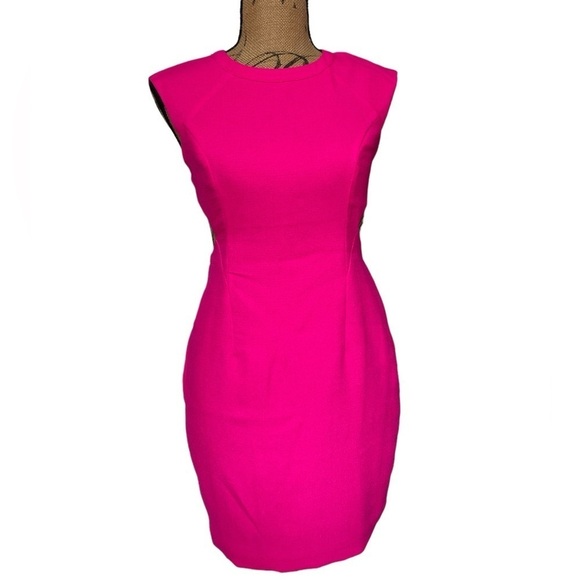 Zio New York Neon Hot Pink Cut Out Bodycon Structured Mini Dress Women’s Small - Picture 1 of 14